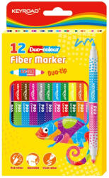 Keyroad Rostirón, filctoll kétvégű készlet 12 db/doboz Keyroad duo fiber marker 24 klf. szín (KR972435) - veryjet