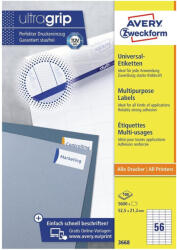 Avery Etikett címke, 52, 5 x21, 2mm, univerzális, 56 címke/ív, 100 ív/doboz, Avery fehér (3668) - officefirst