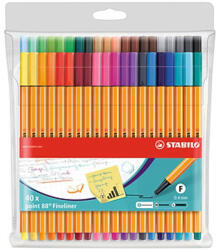 STABILO Rostirón, tűfilc készlet, 0, 4mm, 8840 Stabilo Point 88, 40 klf. szín - veryjet
