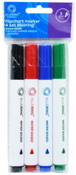 BLUERING Flipchart marker készlet, rostirón vizes kerek végű 3mm, Bluering®, 4 klf. szín (JJ20572B-4) - veryjet