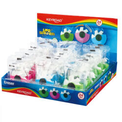 Keyroad Radír, PVC mentes 24 db/display Keyroad Ufo Spinner vegyes színek (KR971707) - officefirst