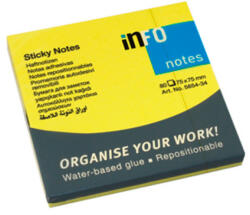 Info Notes Jegyzettömb öntapadó, 75x75mm, 80lap, Info Notes brilliant sárga (5654-34) - officefirst
