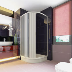 Italbox Cabina dus semirotunda Giove, usa armonica, fara cadita, material PVC (Forma: Semirotunda, Deschidere laterala: 90 cm) (BXL20902L0E)