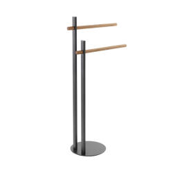 Feridras Suport prosoape, negru, din otel cromat si cu 2 brate din bambus, h 80.5cm (154101)