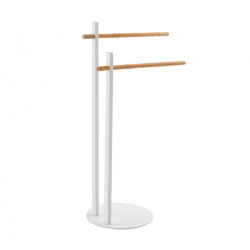 Feridras Suport prosoape, alb, din otel cromat si cu 2 brate din bambus, h 80.5cm (154103)