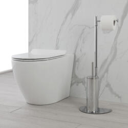 Feridras Suport vertical pentru hartie si perie wc, argintiu, h 76 cm (154403)
