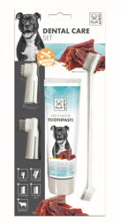 M-PETS fogápoló szett kutyák részére marhás ízű fogkrémmel (3 fogkefe + 1 tubus fogkrém) (M10117299)