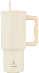 Estia Home Art Straw Tumbler XL Save the Aegean Reciclabil Pahar cu mâner Termos Oțel inoxidabil Fără BPA 900ml Lily White cu Pai și Mâner 01-32128 (01-32128)