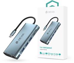 DEVIA ST399992 Leopard USB-C Apa - USB/HDMI/SD/RJ45 Anya Többportos Átalakító Adapter - Szürke