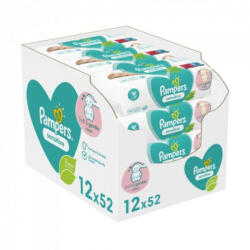 Nedves törlőkendő 12 x 52 lap/doboz Pampers Sensitive - iroda-ellatas