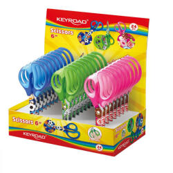 Keyroad Olló 15 cm hegyes fejű 24 db/display Keyroad Tattoo vegyes színek (KR971676) - officefirst