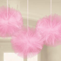  Pink, Rózsaszín függő tüll pom pom dekoráció 3 db-os (DPA180182109)