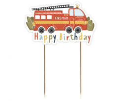  Tűzoltó Happy Birthday Fireman torta dekoráció 13 cm (MLG172324) - csinimini