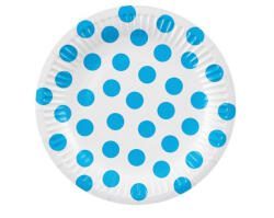 Pöttyös Sky Blue Polka Dot papírtányér 6 db-os 18 cm (MLG156409)