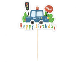  Rendőr Happy Birthday Beep torta dekoráció 13 cm (MLG172263) - csinimini