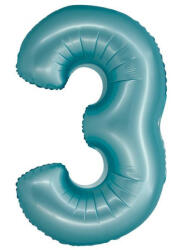 Kék 3-as Light Blue Mat szám fólia lufi 76 cm (MLG158892) - csinimini
