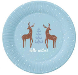 Karácsonyi Hello Winter papírtányér 6 db-os 18 cm (MLG168792) - csinimini