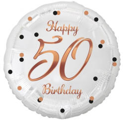  Happy Birthday 50 B&C White fólia lufi 36 cm (MLG155754) - csinimini