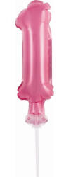 Rózsaszín 1-es Pink szám fólia lufi tortára 13 cm (MLG113525) - csinimini