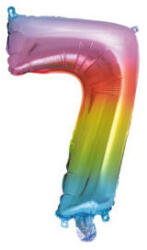  Színes Multicolour Metallic mini 7-es szám fólia lufi 34 cm (PNN92730)
