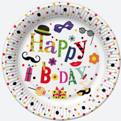 Happy Birthday Funny papírtányér 8 db-os 22, 7 cm (PKK743855) - csinimini