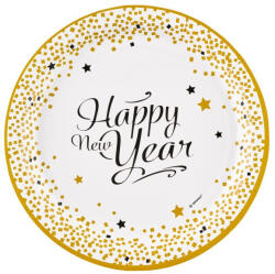 Happy New Year Golden Wishes papírtányér 8 db-os 23 cm (DPA990227066) - csinimini