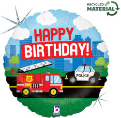 Happy Birthday Emergency Vehicle Holo fólia lufi 46 cm (GBB36702H) - csinimini