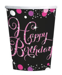 Happy Birthday Pink papír pohár 8 db-os 250 ml (DPA990057366) - csinimini