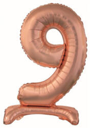 Rose Gold 9-es szám fólia lufi talppal 74 cm (MLG143461) - csinimini