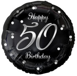  Happy Birthday 50 B&C Silver fólia lufi 36 cm (MLG155037) - csinimini