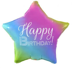 Szivárvány Happy Birthday Rainbow csillag fólia lufi 44 cm (MLG170764)