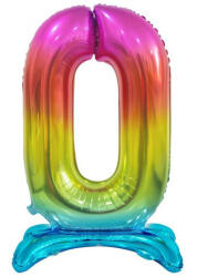 Színes Rainbow 0-ás szám fólia lufi talppal 74 cm (MLG128994) - csinimini