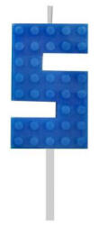  Építőkocka 5-ös Blue Blocks tortagyertya, számgyertya (MLG132762C)