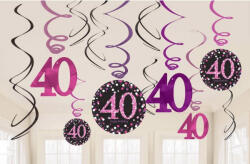 Happy Birthday Pink 40 szalag dekoráció 12 db-os szett (DPA9900605) - csinimini