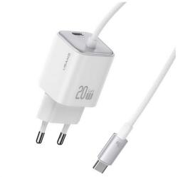 USAMS CC261TC02 20W Gan PD Type-C fehér hálózati töltő + fix Type-C kábel (CC261TC02)