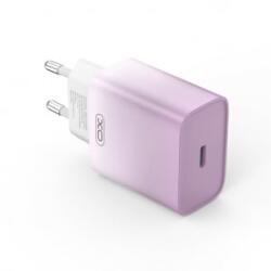 XO CE18 PD hálózati töltő USB-C 30W QC3.0 USB-C-Lightning kábellel- lila-fehér (CE18-USB-C-Lightning-lila)