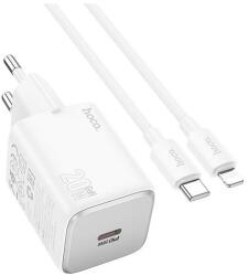 hoco. N40 WHITE + LIGHTNING 20W Type-C fehér hálózati töltő + Lightning kábel (N40 WHITE + LIGHTNING)