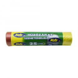 Kelly Szemeteszsák önzáró szalaggal 25 liter 15 db/tekercs _sárga
