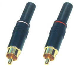 Somogyi Elektronic Home RCA 11MF RCA dugó pár, fém, aranyozott, törésgátló, fehér és piros (RCA 11MF)