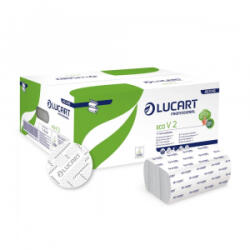 Lucart Kéztörlő 2 rétegű V hajtogatású 190 lap/cs 20 cs/karton Eco _ fehér (863046) (863046)