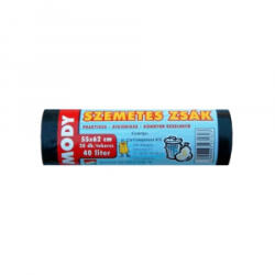Szemeteszsák 40 liter 55 x 62 cm erősített 20 db/tekercs fekete - aqua