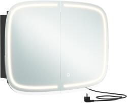 VASAGLE Tükörszekrény világítással, Fali szekrény, AC csatlakozóval és 2 USB porttal, fekete Outlet (OU-BBK128B01)