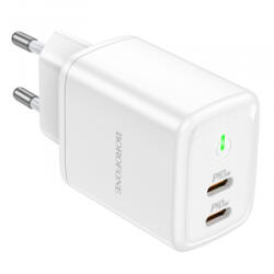 BOROFONE hálózati töltő 2xUSB-C QC3.0 PD 35W, fehér (BN9)