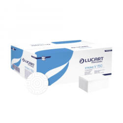 Lucart Kéztörlő 2 rétegű V hajtogatású 100 % cellulóz 190 lap/cs 20 cs/karton Strong V2.25_ hófehér (863051)