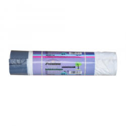 Szemeteszsák önzáró szalaggal 40 liter 55 x 60 cm 14 mikron 15 db/tekercs PE fehér - aqua