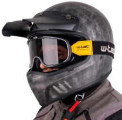 Motoros bukósisak W-TEC Retron Chesster szemüveggel retro kivitel, karcolásgátló bevonat, állszellőzés XXL(63-64) csíkos ezüst (22547-XXL+27846-2)