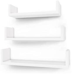 3 db modern fali polcból álló készlet, lebegő MDF tároló polcok, magasfényű kivitelben, láthatatlan rögzítéssel (LWS40WT XXX)