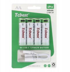 Tcbest Akkumulátor R6 (aa) 1100 mAh Type-C aljzattal Usb A kábel (6954457881818)