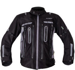 W-Tec Motoros kabát W-TEC Gelnair EVO, szellőző, CE protektorok, visionight, zsebek, tépőzáras mandzsetta fekete-szürke XL (28128-XL-2)