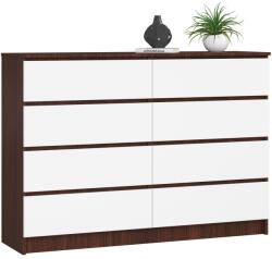 AKORD Komód szekrény K140 8 fiókos wenge-fehér Akd (OP0LKOMVENBIA8SZ)